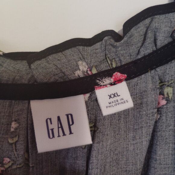 Gap women's Split Neck Floral Tie Waist Dress cottagecore preppy XXL - Picture 4 of 7